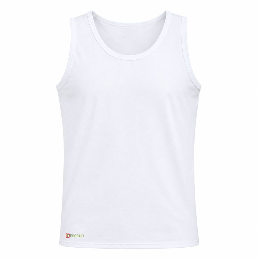 mens-white-tank-top-filobaft2 رکابی حلقه ای مردانه سفید فیلوبافت - تصویر 1